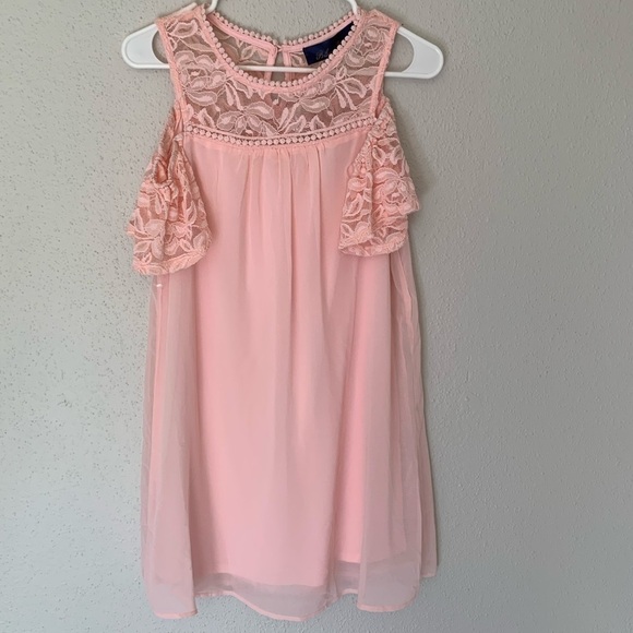 VALENTINES DAY COLLECTION:NWT Francesca’s Blue Rain Pink Cold-Shouldered Dress - Picture 8 of 8